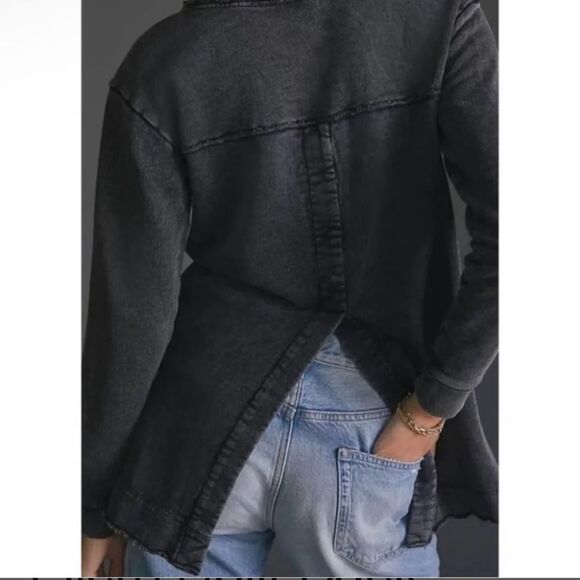 Pilcro by anthropologie Split Back Distressed Terry Tunic Top - size L - Picture 6 of 7